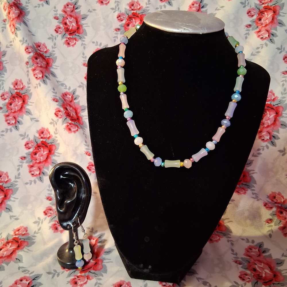 Colorful Handcrafted Beaded Necklace and Earring Set